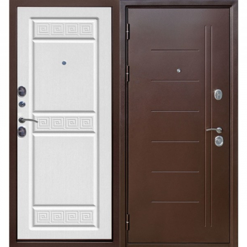 Ferroni   дверь входная 10 см троя медный антик белый ясень (960мм) правая 2050х960 правая,