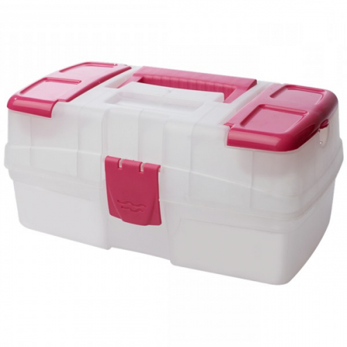 BranQ   ящик для инструмента 12" прозрачный розовый с пл. замками bq2558пррз