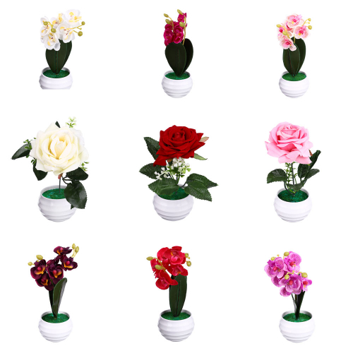 LADECOR  501-482 LADECOR Цветы в горшке, керамика, пластик, 7х7х17,2см, 9 цветов, 2 вида