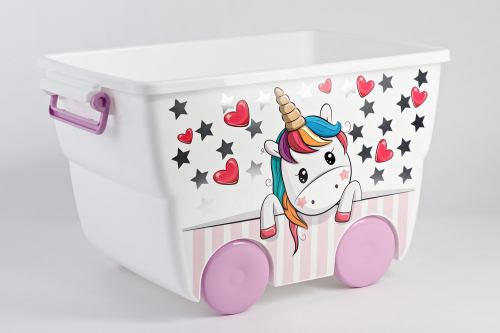 Hoff Ящик для игрушек с крышкой на колёсиках Деко Единорог 
