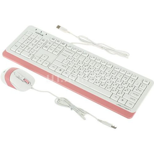 A4TECH Комплекты (Клавиатура+Мышь) F1010 Комплект (клавиатура+мышь) A4TECH Fstyler F1010, USB, проводной, белый [f1010 pink]