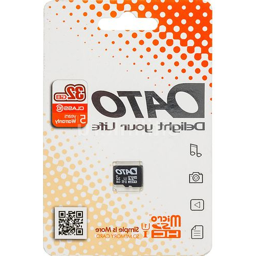 DATO Карты памяти DTTF032GUIC10 Карта памяти microSDHC UHS-I DATO 32 ГБ, 80 МБ/с, Class 10, DTTF032GUIC10, 1 шт.