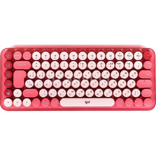 LOGITECH Клавиатуры POP Keys Клавиатура Logitech POP Keys, USB, Bluetooth/Радиоканал, розовый + красный [920-010718]
