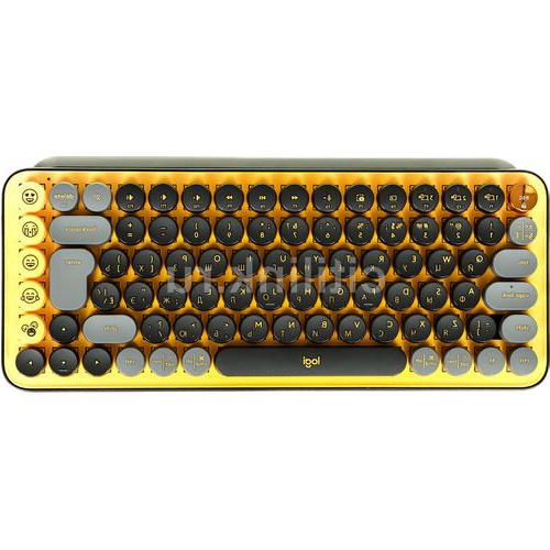 LOGITECH Клавиатуры POP Keys Клавиатура Logitech POP Keys, USB, Bluetooth/Радиоканал, желтый + черный [920-010716]