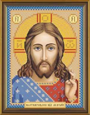 Nova Sloboda Основа для вышивания с нанесённым рисунком Бис 5001 Христос Спаситель (рисунок на ткани) 