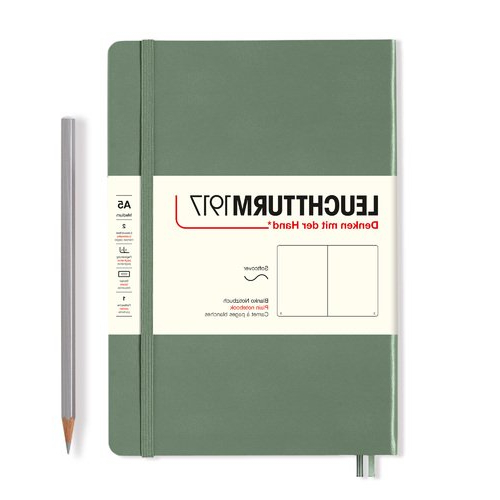    Записная книжка Leuchtturm, A5, нелинованный 123 страницы, оливковая, мягкая обложка