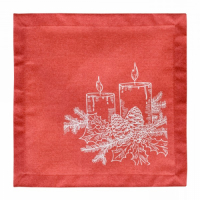 Нрава   салфетка 40*40 с печатью (лен 2175 красный (v12)+рождественские свечи) превью