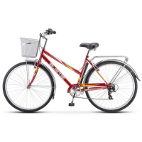 STELS Велосипеды Navigator-350 Lady Z010 Велосипед STELS Navigator-350 Lady Z010 (2022), дорожный (взрослый), рама 20", колеса 28", красный, 18.3кг, с корзиной [lu070392] превью