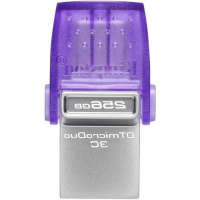 KINGSTON Флешки microDuo 3C Флешка USB Kingston DataTraveler microDuo 3C 256ГБ, USB3.0, фиолетовый [dtduo3cg3/256gb] превью
