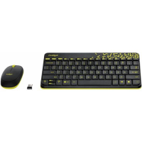 LOGITECH Комплекты (Клавиатура+Мышь) MK240 Комплект (клавиатура+мышь) Logitech MK240, USB, беспроводной, черный и жёлтый [920-008213] превью