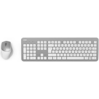 HAMA Комплекты (Клавиатура+Мышь) KMW-700 Комплект (клавиатура+мышь) HAMA KMW-700, USB 2.0, беспроводной, серебристый и белый [r1182676] превью
