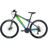 FORWARD Велосипеды Flash 26 2.0 Велосипед FORWARD Flash 26 2.0 (2021), горный (взрослый), рама 19", колеса 26", серый матовый/ярко-зеленый, 15.8кг [rbkw1m16g020] превью