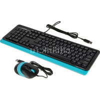 A4TECH Комплекты (Клавиатура+Мышь) F1010 Комплект (клавиатура+мышь) A4TECH Fstyler F1010, USB, проводной, черный и синий [f1010 blue] превью