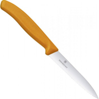 VICTORINOX Ножи кухонные Swiss Classic Нож кухонный Victorinox Swiss Classic, для чистки овощей и фруктов, 100мм, заточка серрейтор, стальной, оранжевый [6.7736.l9] превью
