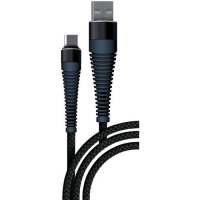 BORASCO Кабели для смартфонов и планшетов Fishbone Кабель BORASCO Fishbone, micro USB (m) - USB (m), 1м, в оплетке, 3A, черный [38499] превью