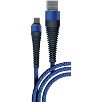 BORASCO Кабели для смартфонов и планшетов Fishbone Кабель BORASCO Fishbone, micro USB (m) - USB (m), 1м, в оплетке, 3A, синий [38501] превью