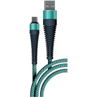 BORASCO Кабели для смартфонов и планшетов Fishbone Кабель BORASCO Fishbone, USB Type-C (m) - USB (m), 1м, в оплетке, 3A, мятный [38506] превью