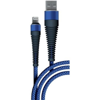 BORASCO Кабели для смартфонов и планшетов Fishbone Кабель BORASCO Fishbone, Lightning (m) - USB (m), 1м, в оплетке, 3A, синий [38509] превью