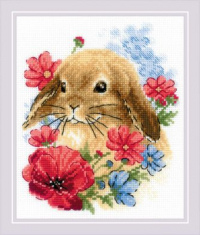 Риолис (Сотвори Сама) Набор для вышивания 1986 "Кролик в цветах"  превью